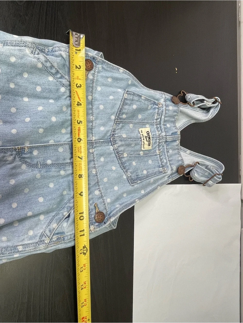 OshKosh B'gosh Vestbak Polka Dot Light Wash Denim Overalls 3T Rare